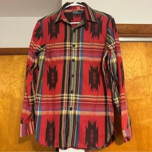 Men’s Aztec southwestern polo by Ralph Lauren long sleeve top size small
